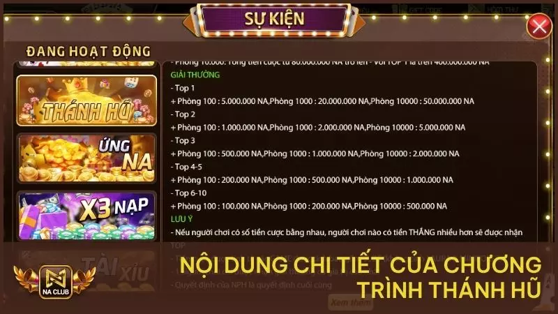 Nội dung chi tiết của chương trình Thánh Hũ
