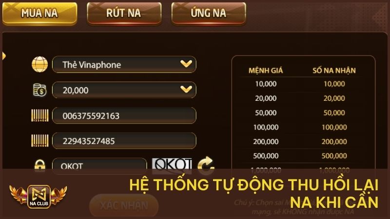 Hệ thống tự động thu hồi lại NA khi cần